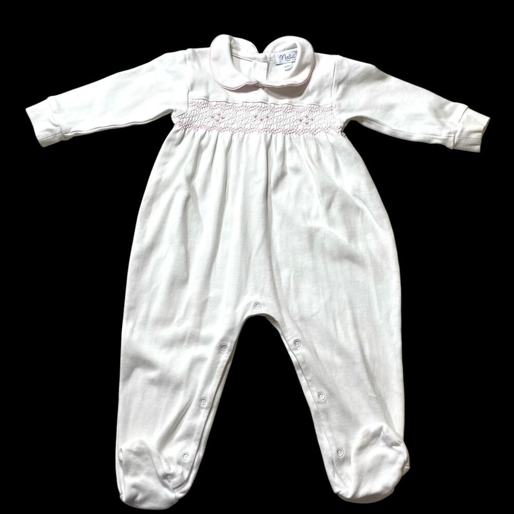 Smocked Pima Cotton Footie 9-12 Mo